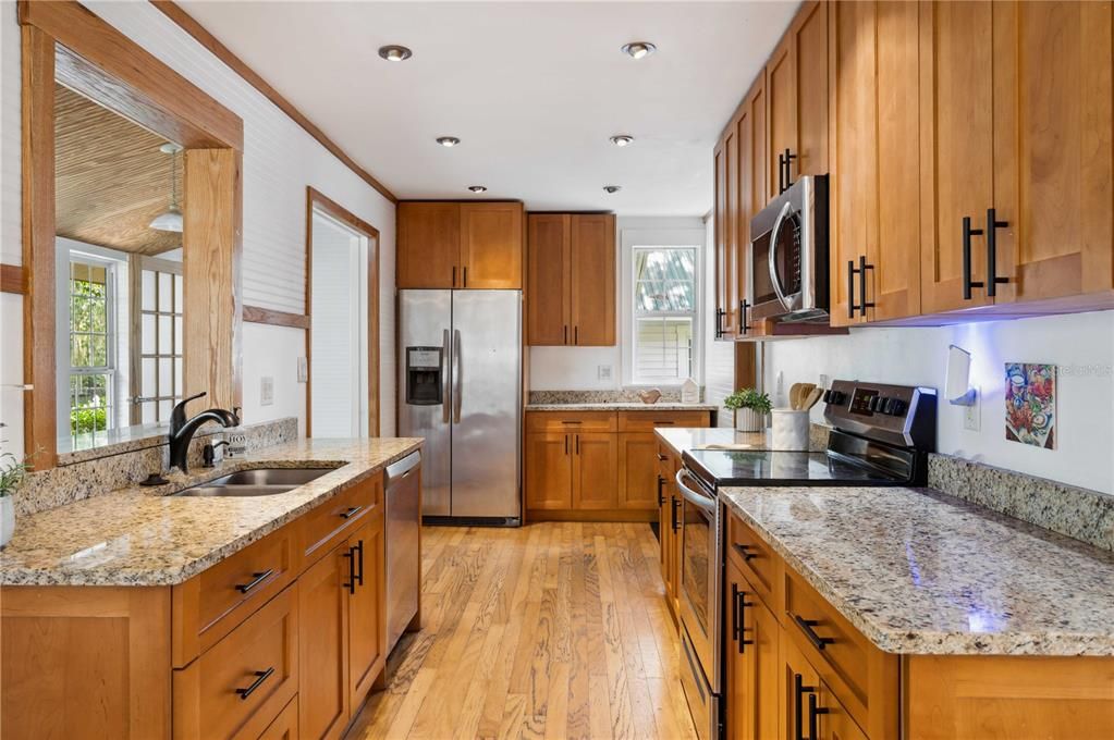 Kitchen with granite countertops and stainless appliances