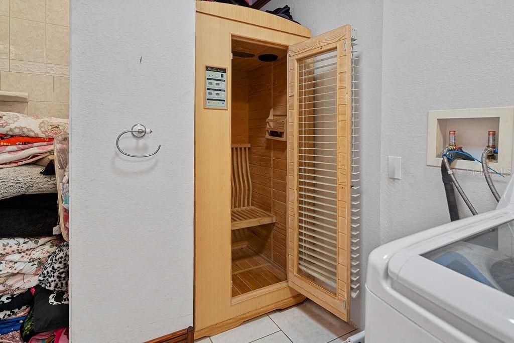 Steam away your aches and pains in this gorgeous custom sauna