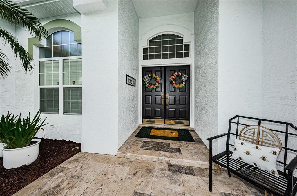 Welcome Home - Travertine entry