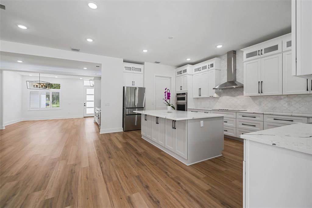 Living room dinning room and kitchen combo