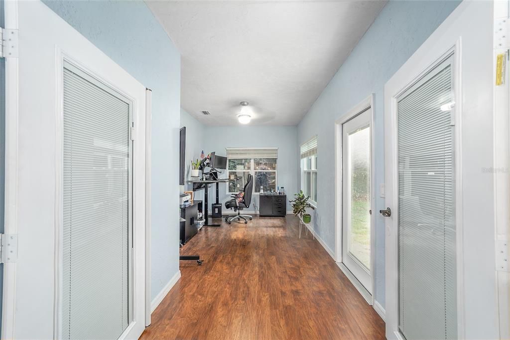 French doors to the home office/play room/bonus room