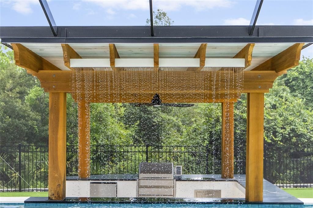 Waterfall feature/Outdoor Kitchen