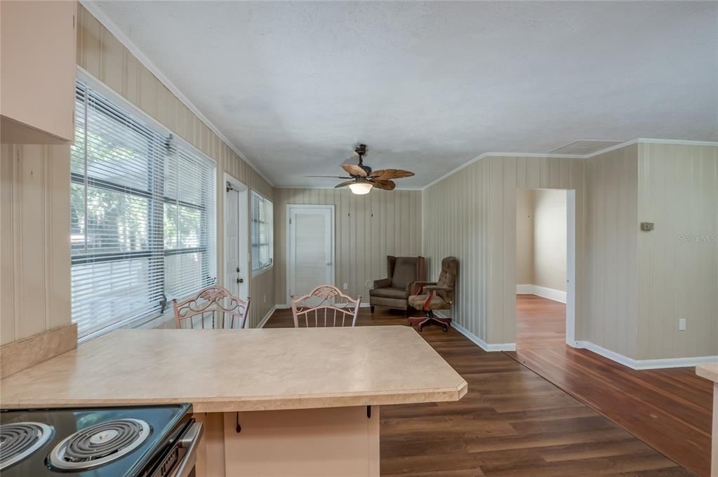 Breakfast bar and family/dining room