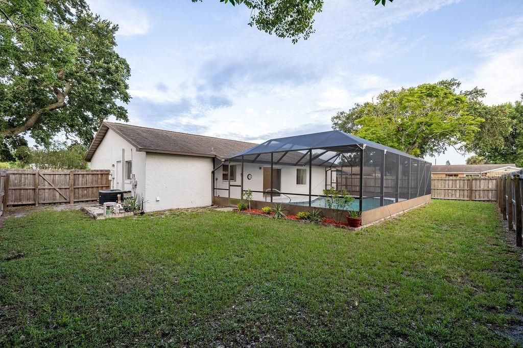 Large fenced backyard