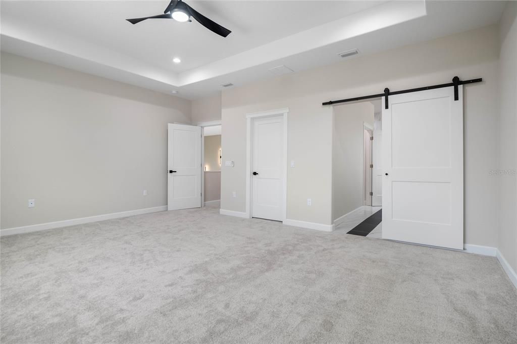 Upstairs owners suite with tray ceiling