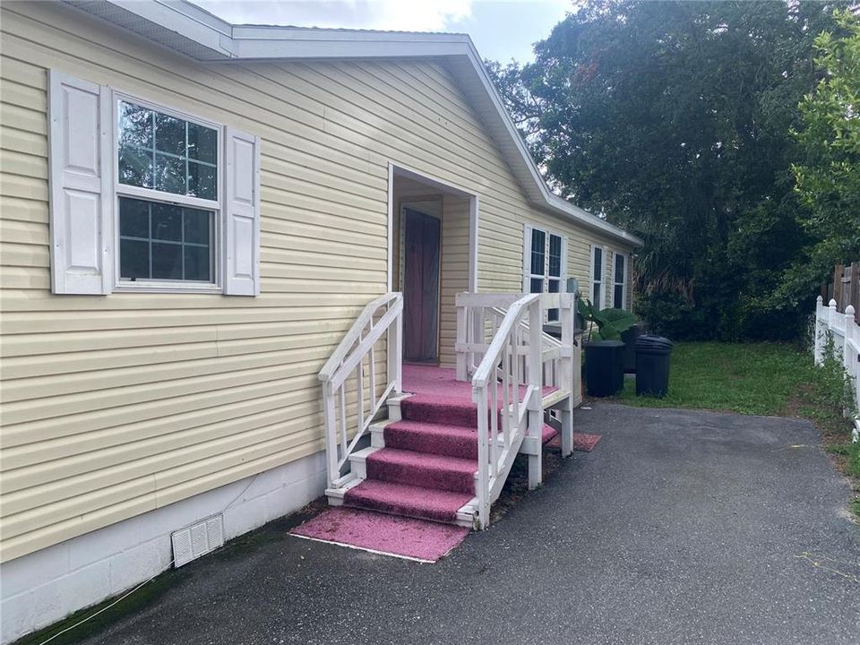 Front door in on the North Facing side of the house