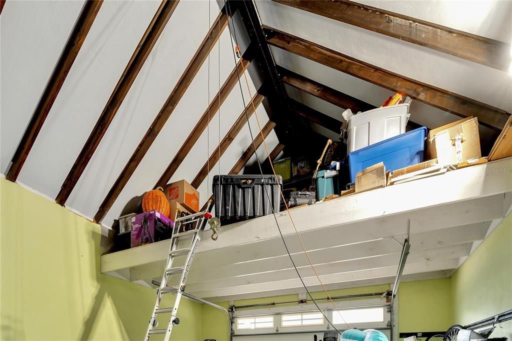 Inside of the detached garage with loft