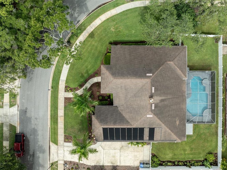 Side entry garage aerial view.