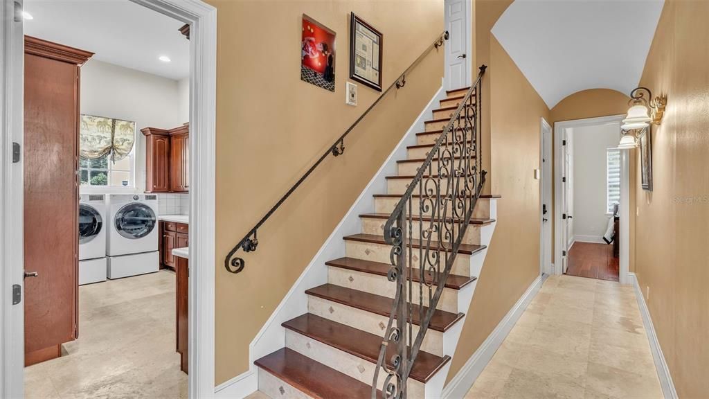 Staircase to media room