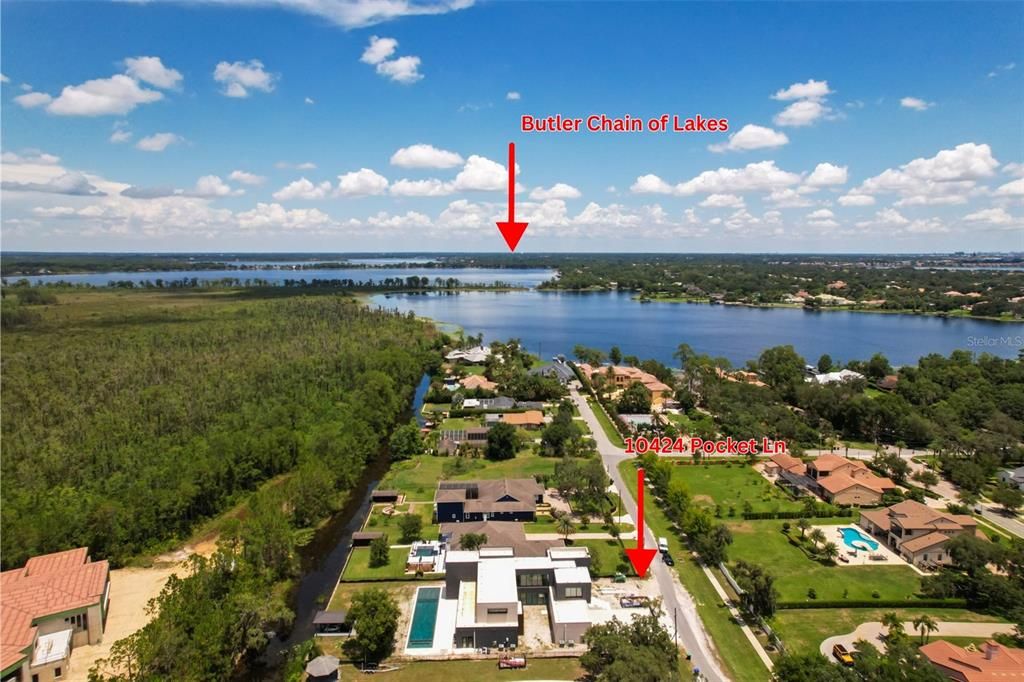 Water Frontage -Canal leading to Butler Chain of Lakes 10424 Pocket Ln, Orlando, FL 32836