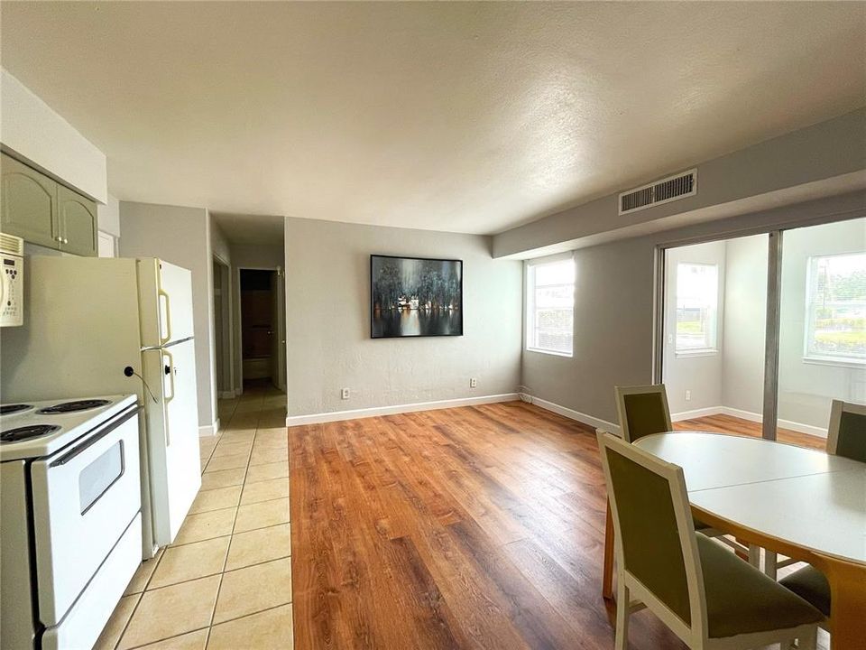 Kitchen area looking toward  hallway