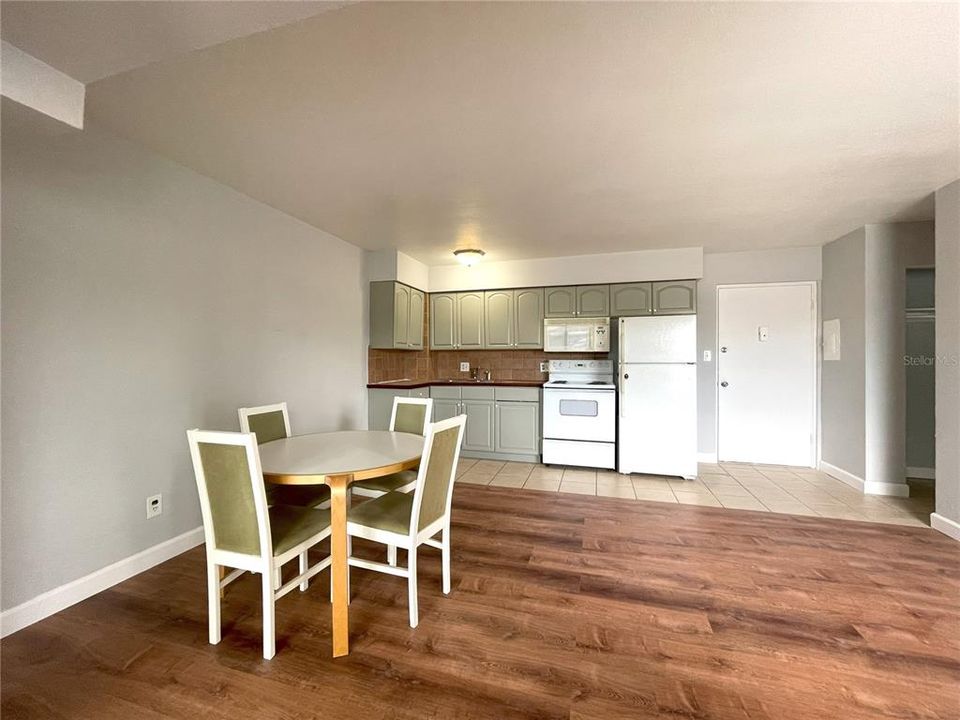 Main living area looking toward kitchen.