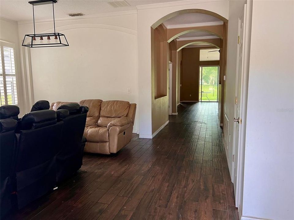 View from the front door.  The living/dining room is on the left.