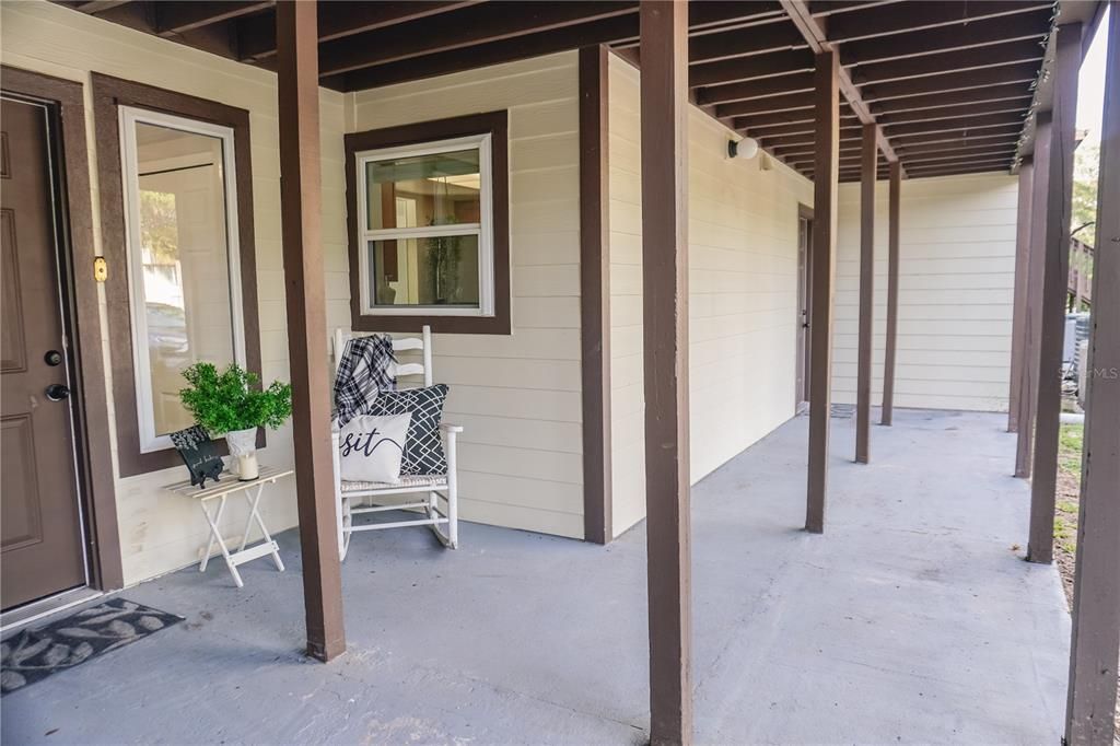 large porch with 2 entrances