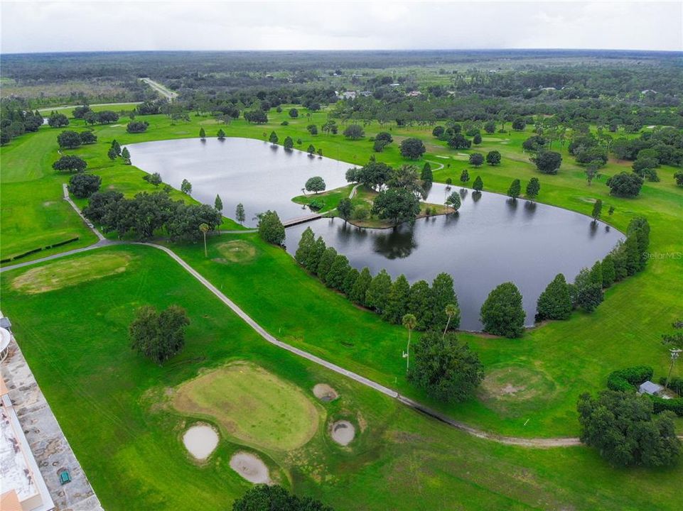 Clubhouse and golf course aerial view