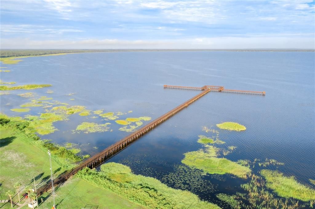 Pier goes way out into Lake Walk-In-Water.  You can fish from the pier and watch amazing sunsets.