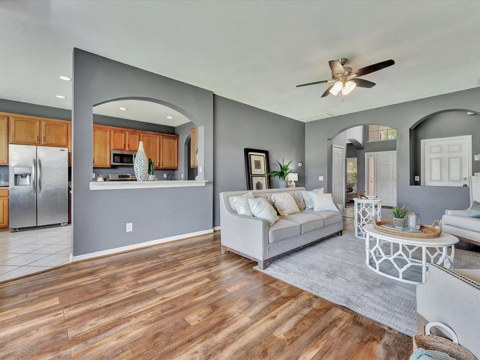 The Family Room and the Kitchen