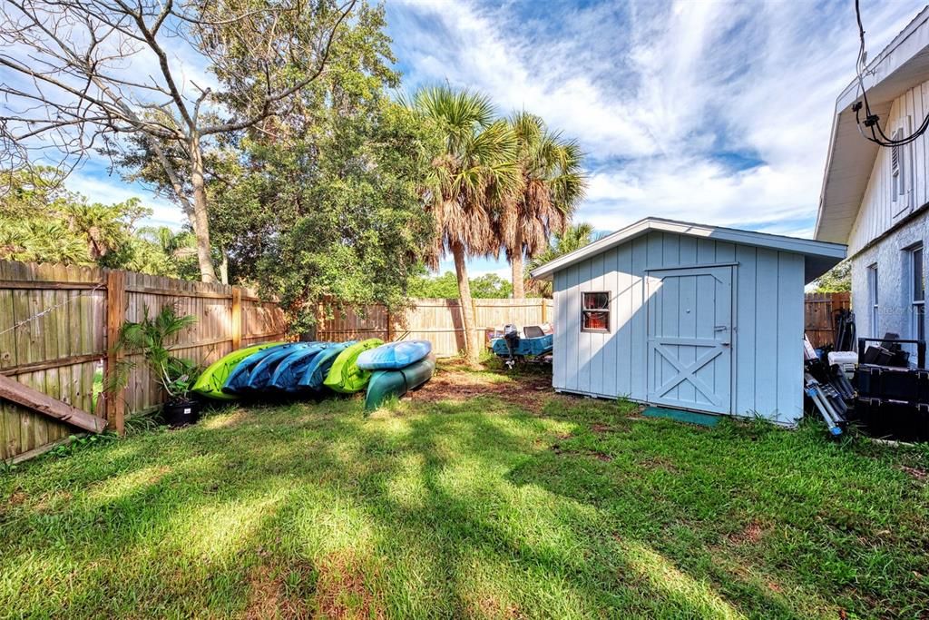 Storage area with outdoor shed.