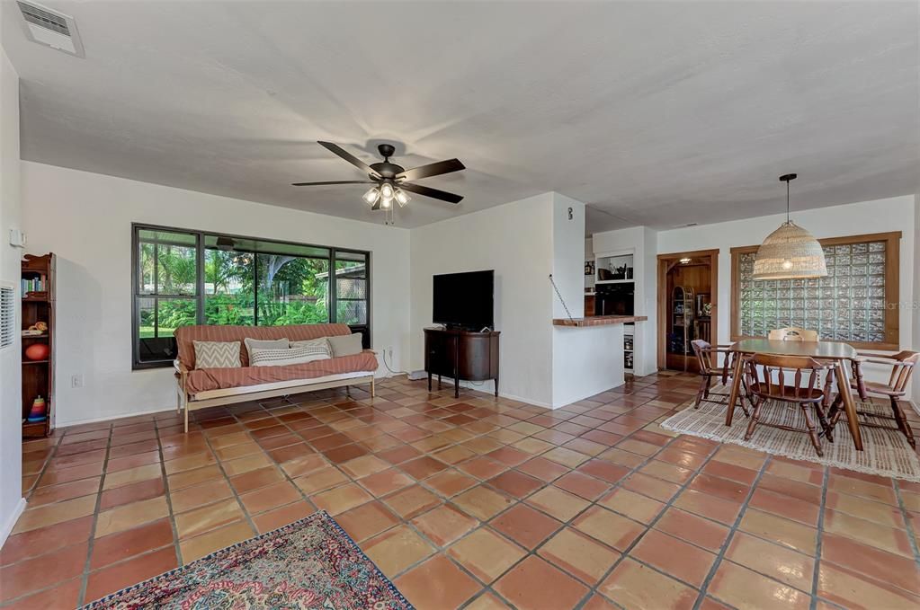 Saltillo tile in Living Room