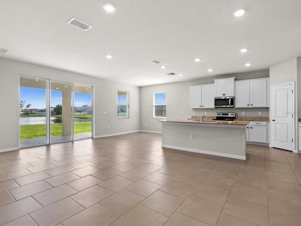 Living Area, Kitchen, Sliding Doors