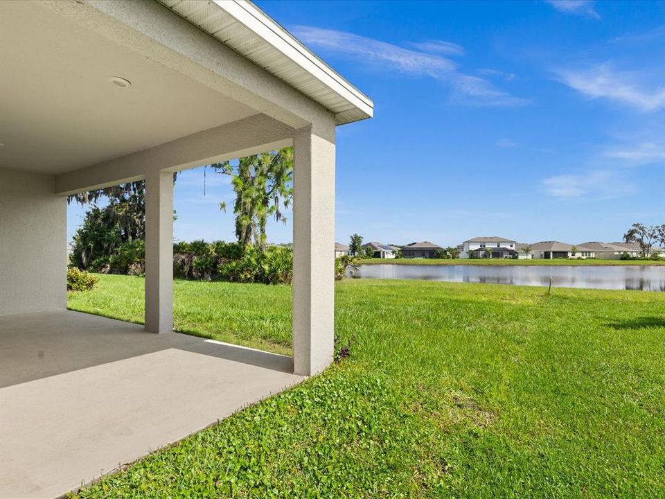 Patio with water views