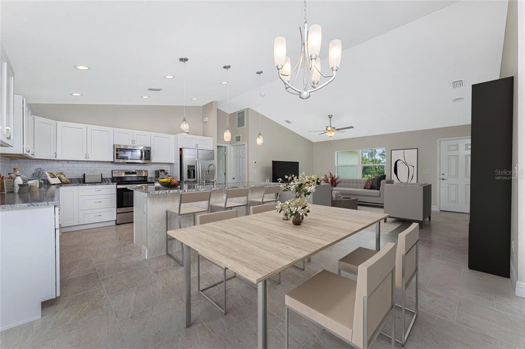 Virtually staged. In this home, the kitchen is on the opposite side
