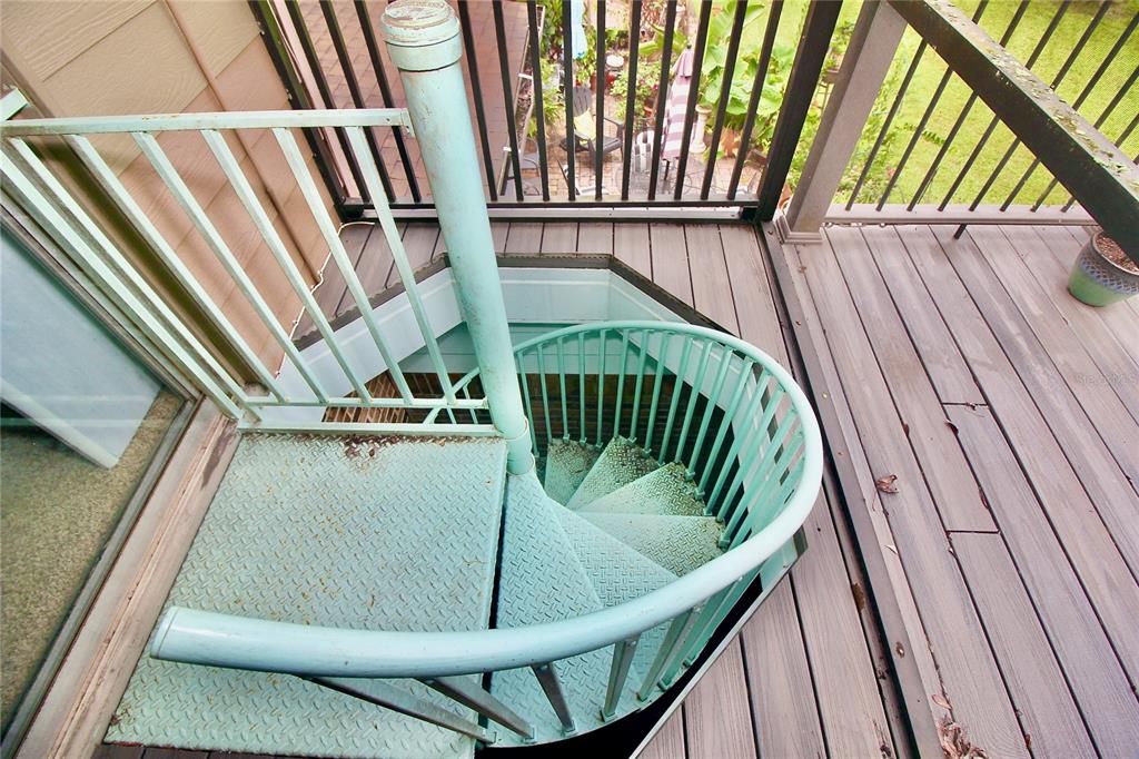 SPRIAL STAIRCASE TO ENCLOSED PATIO