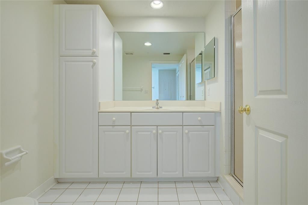 Guest bath with tons of storage capacity!