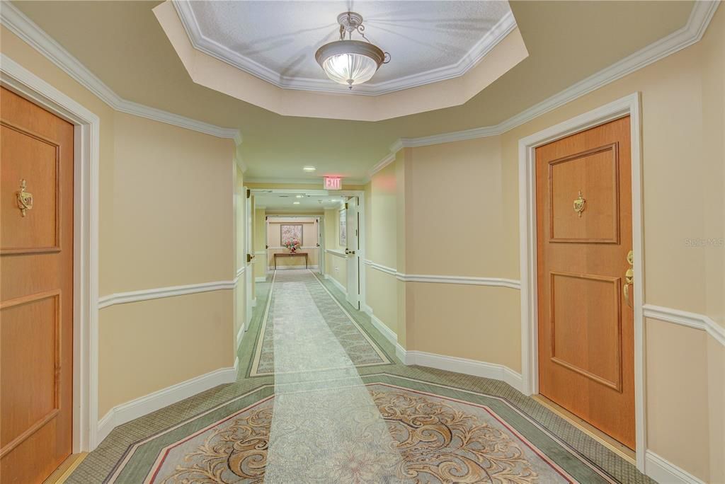 Wide spacious hallways with lots of space between your neighbor...