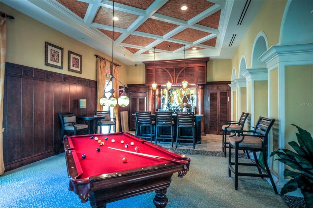 Billiards and catering kitchen in clubhouse