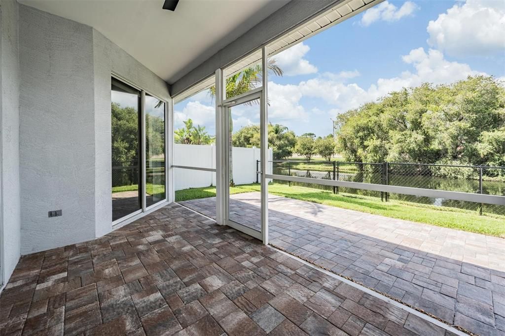 Beautiful pavers in the screened in back patio