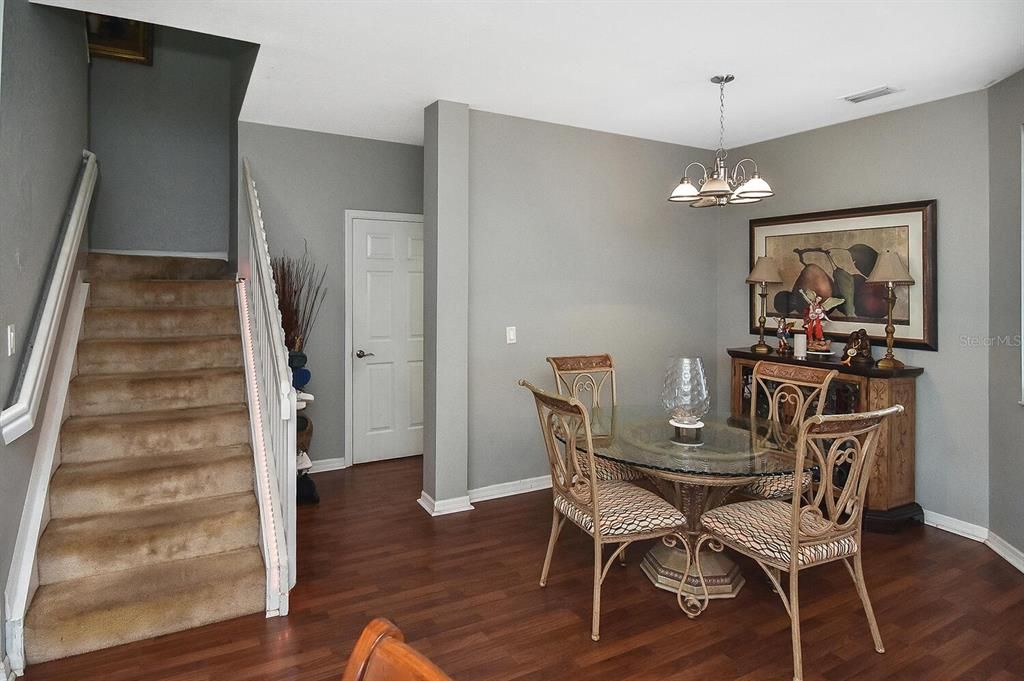 We have your stairs, dining area and powder room and laundry at this area of the home.