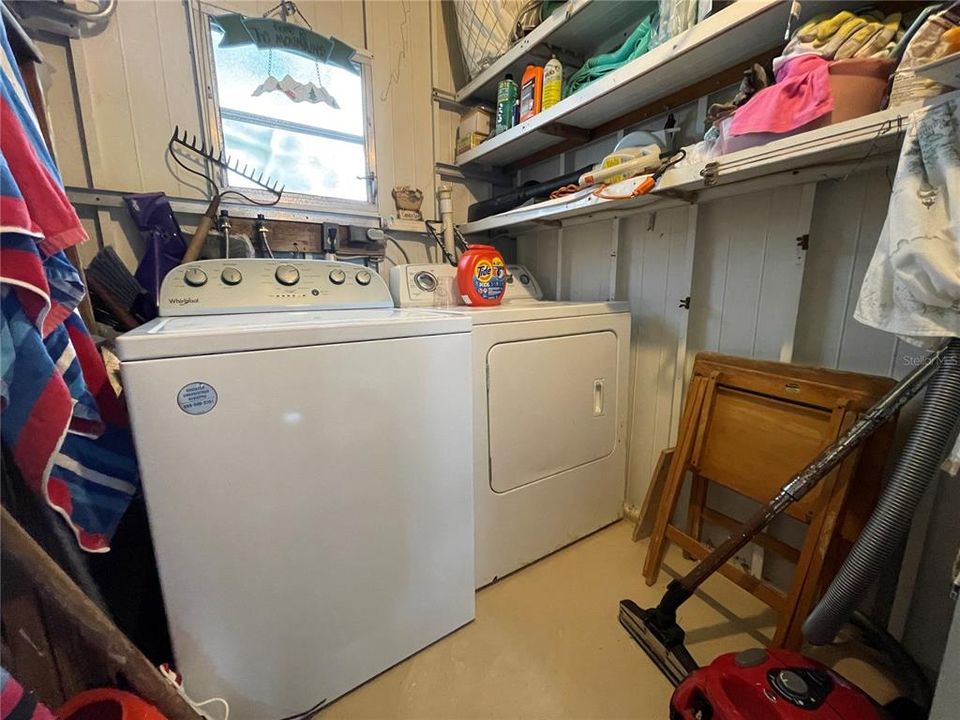 Laundry in storage area of Florida Room