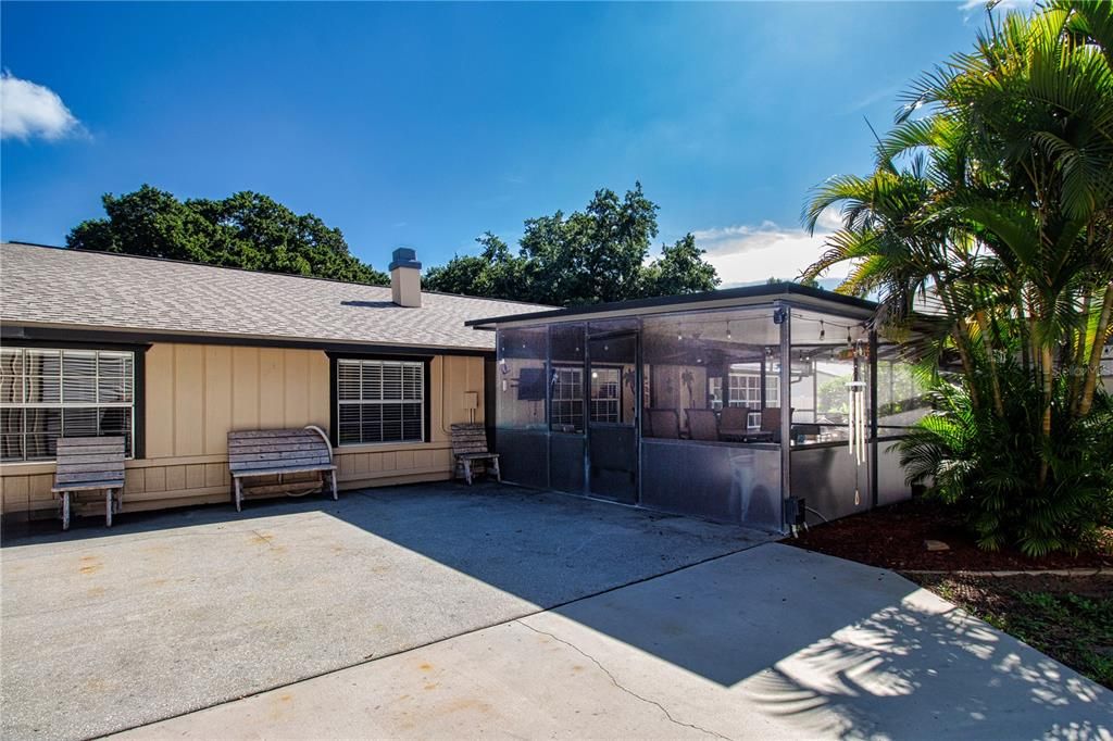 Large concrete patio for grilling and chillin