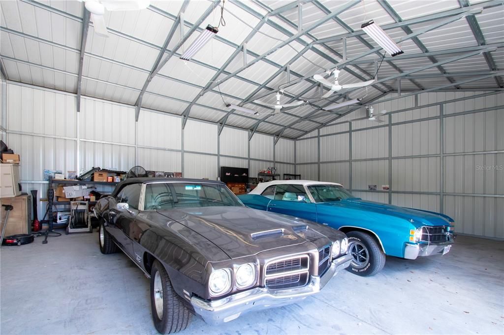 Inside the big garage - plenty of room for cars, etc.