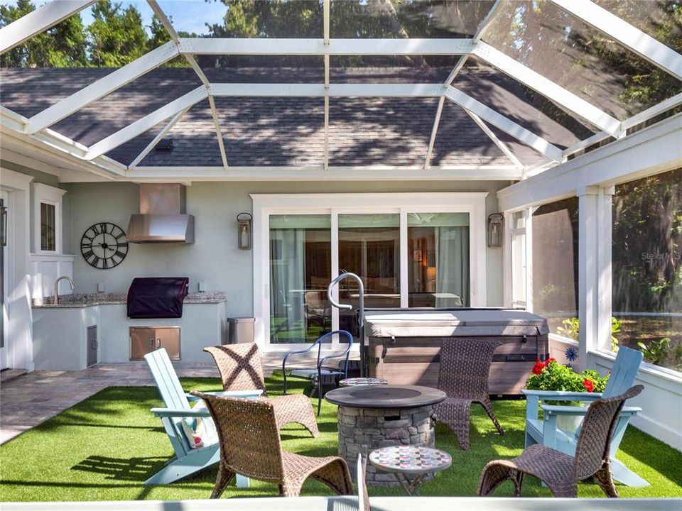 Back Screened Patio: Summer Kitchen Feat Grill Direct Plumbed to Natural Gas