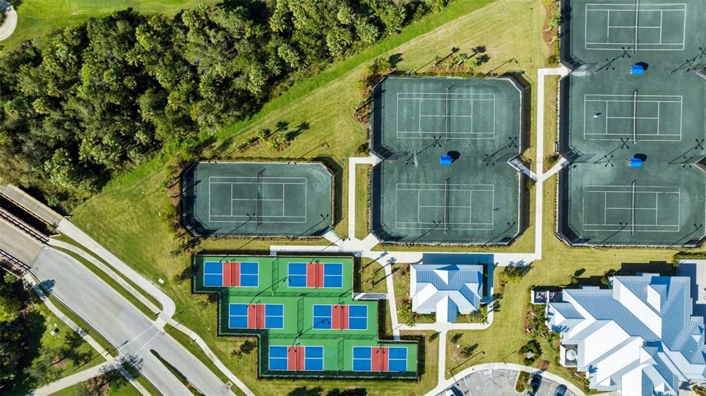 Aerial Pickleball and Tennis