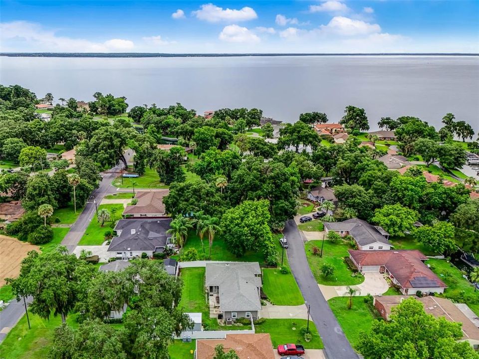 Lake Harris and the Chain of Lakes in the background.  Private dead-end street.  Septic gravity fed elevated. Private water ( see attachments MLS listing )