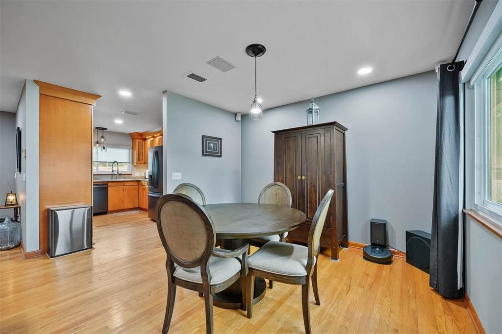 Dining area looking into kitchen