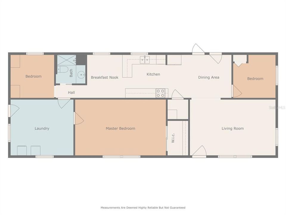 Floorplan - 3 bedrooms, 1 bathroom, living room, dining area, breakfast nook and a laundry room!