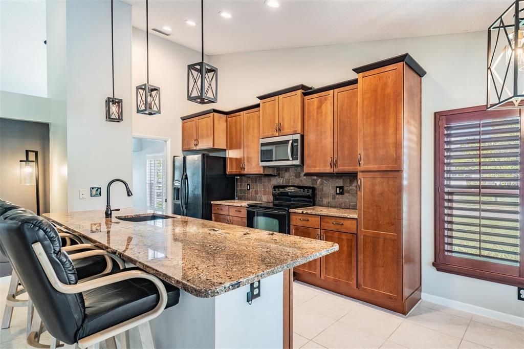 Wood cabinets and granite counters