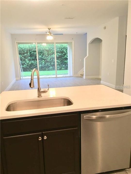 Kitchen opens to dining & family room