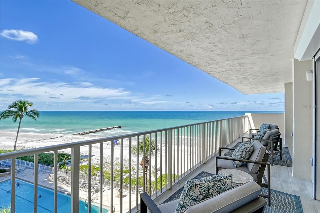 Private balcony with beachfront views