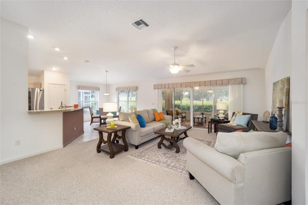 The living room into the lanai and dinette