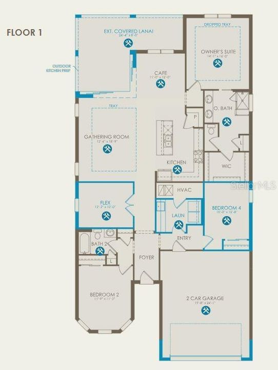 Floor plan with structural options for this home.