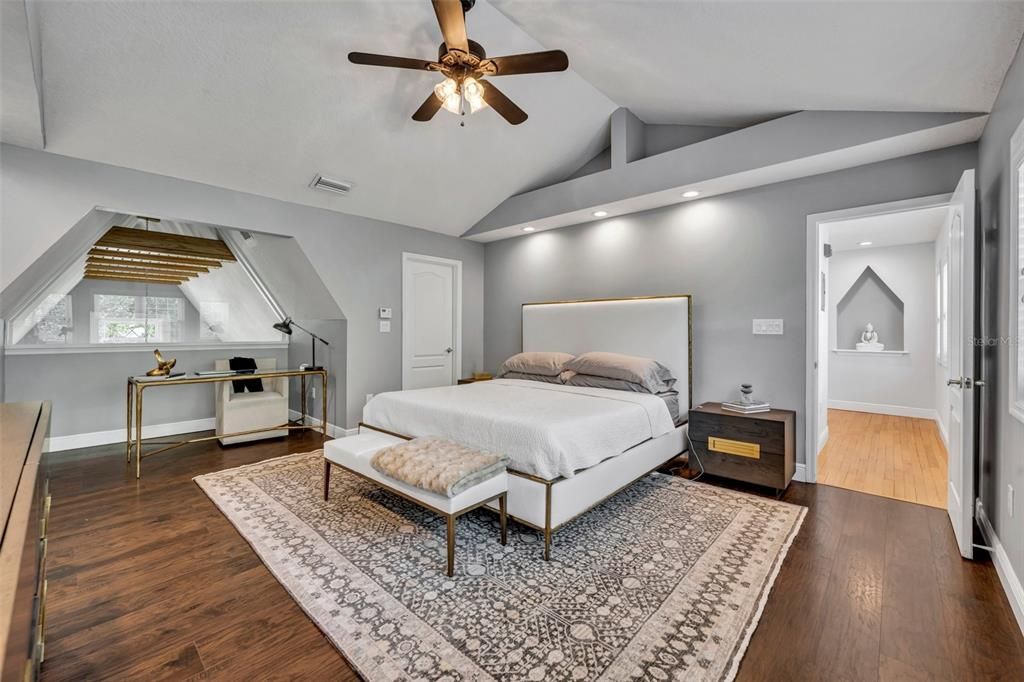 Upstairs Spacious Primary Suite with Cathedral Ceilings