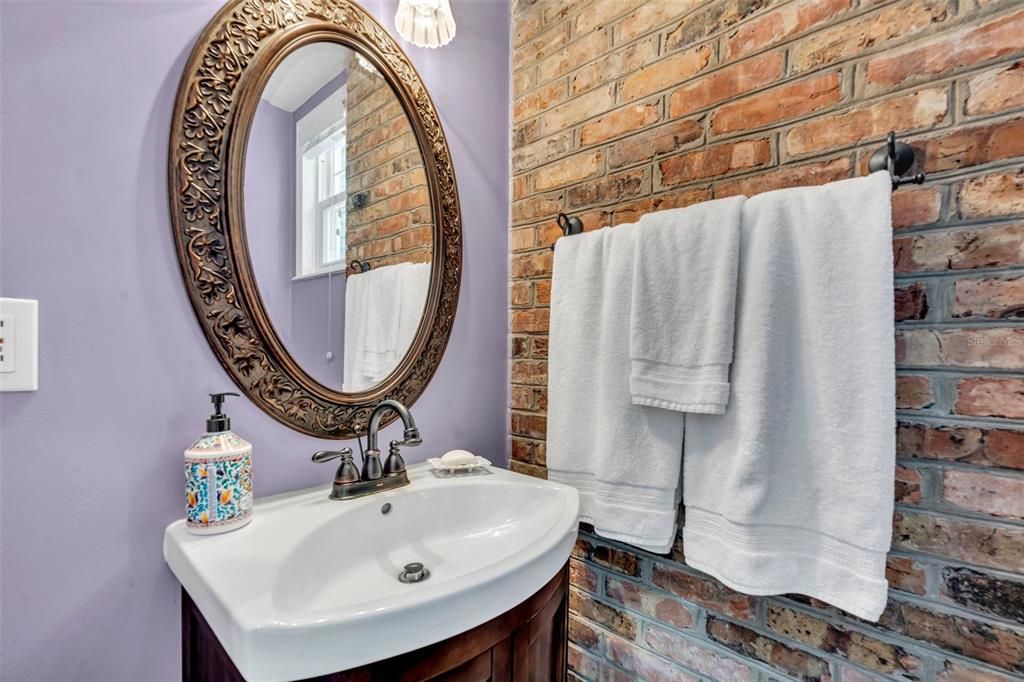 Charming Powder Bath next to the kitchen and living room