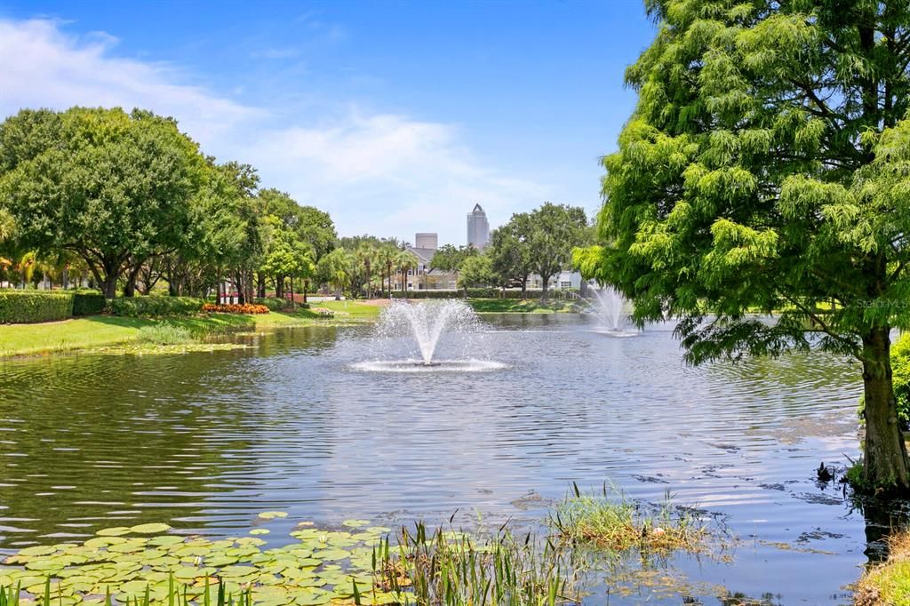 Beautifully groomed landscaping and ponds throughout the grounds