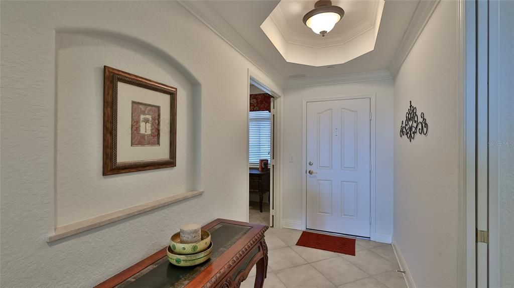 Entry Foyer with coffered ceiling