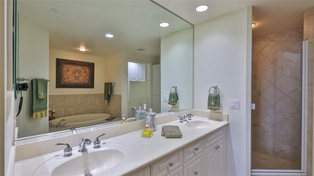 Primary Bath with cultured Marble double vanity